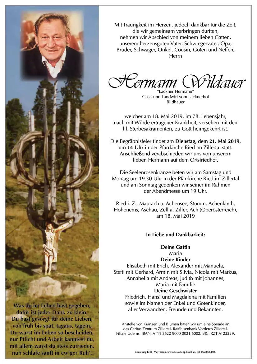 Parte von Hermann Wildauer
